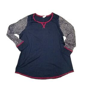 🎄2/$10🎄[B4] Cacique Leopard Print Sleeve Night Shirt, Size 22/24